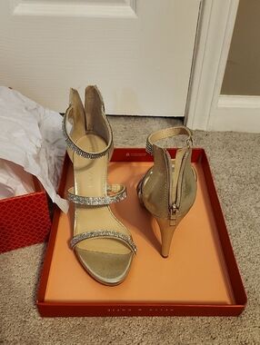 Kelly & Katie Gold Rhinestone Ankle-Strap Heels